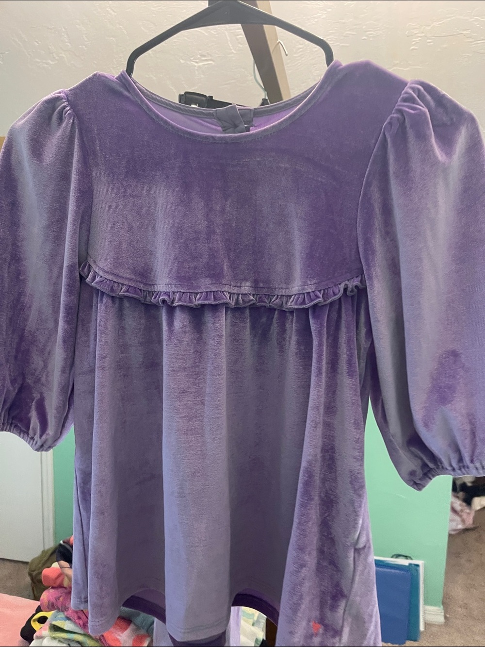 Pink Chicken Purple Velvet Puff Sleeve Top